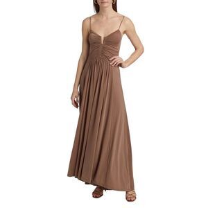 Maria Cher Thames Francine Ruched Maxi Dress Size XS $495